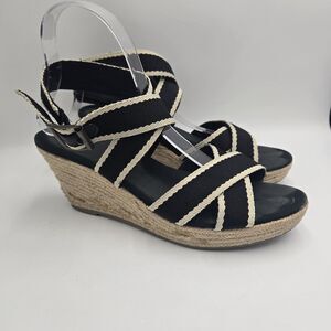 Old Navy Black Espadrille Wedge Sandals Size 9 Strappy Platform Summer Shoes Y2K
